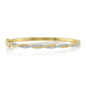 14K Gold 0.53 Carat Diamond Twist Bangle