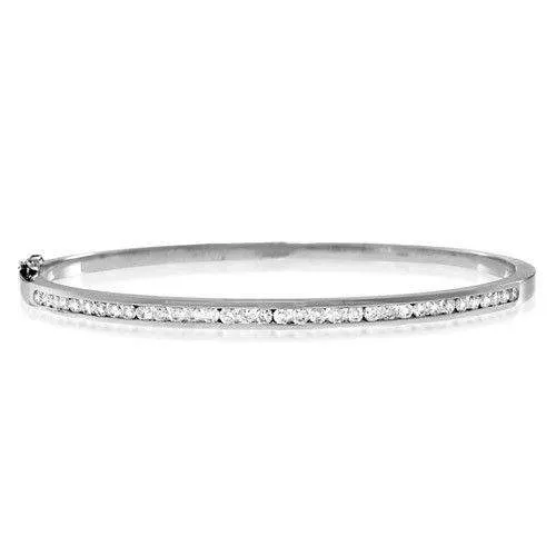 18ct White Gold & Diamonds Bangle - K1015