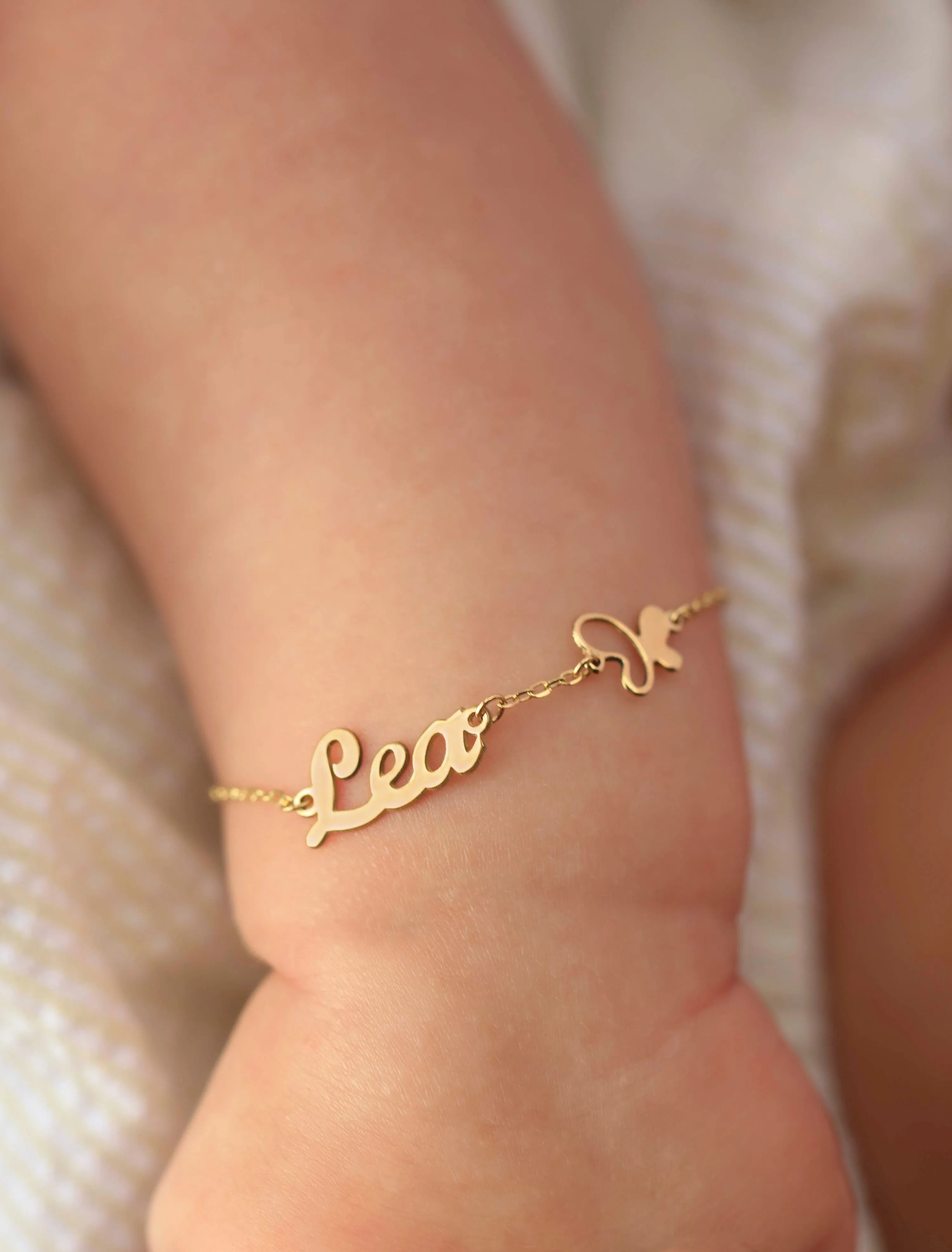 18K Gold Personalized Butterfly Baby Jewelry Set