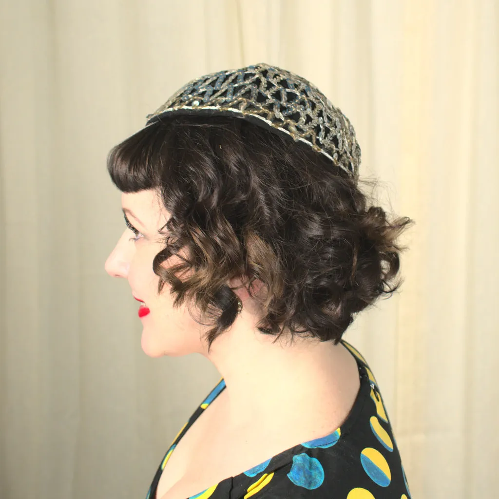 1950s Sequin Bow Cap Hat