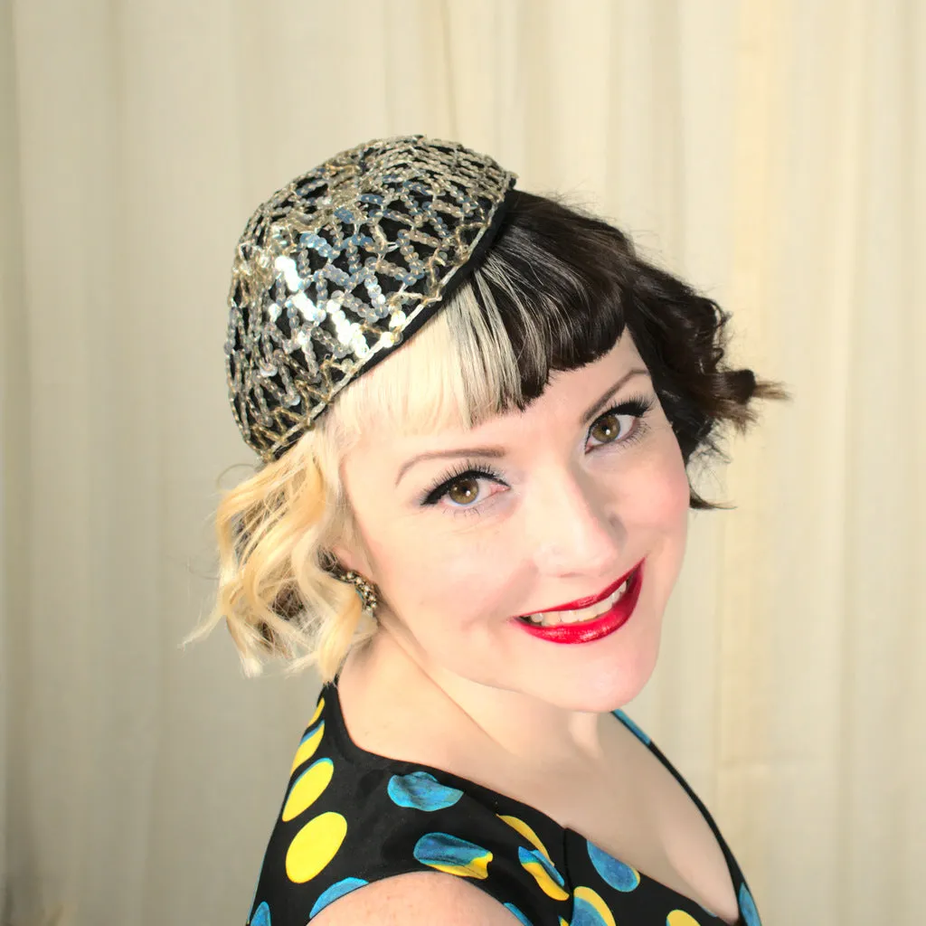 1950s Sequin Bow Cap Hat