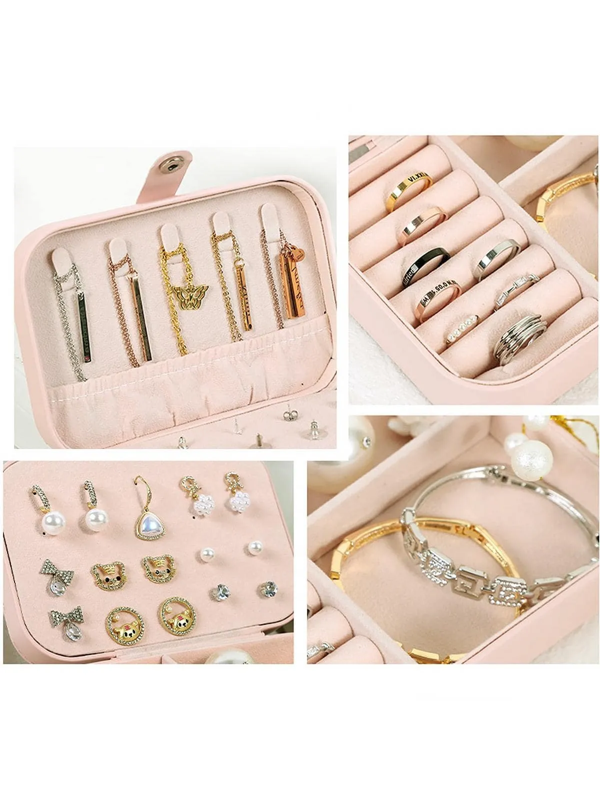 1pc Fashionable Pink Multi Compartment Jewelry Display For Jewelry Storage