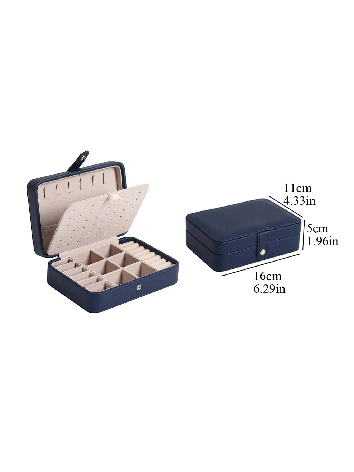 1pc Plain PU Jewelry Storage Box For Accessories, Multi-grid Jewelry Organizer For Gift, Portable Jewelry Box For Travel