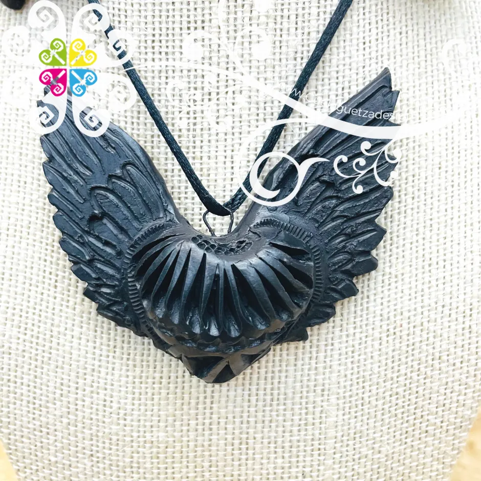 5- Birdy Heart Set - Black Clay Jewelry