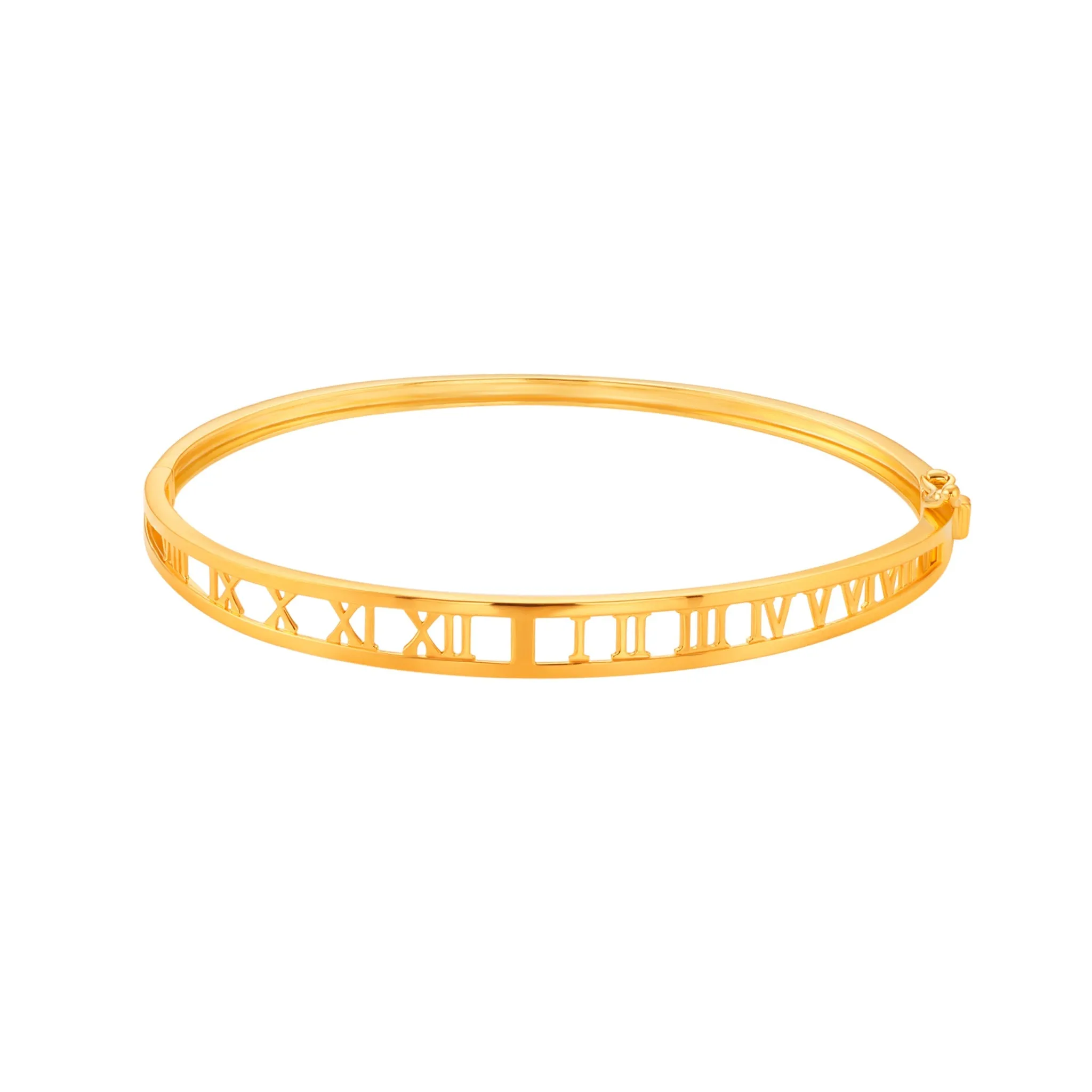 916 Gold Timeless Roman Digits Bangle