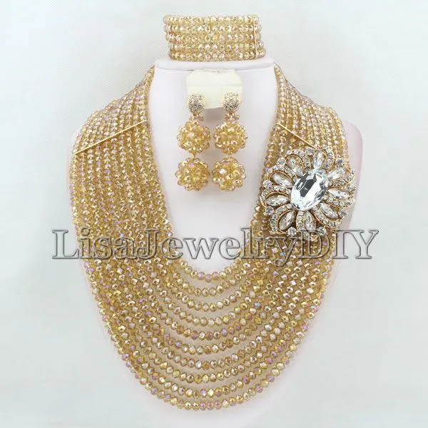 African Beads Jewelry Sets Crystal Beads