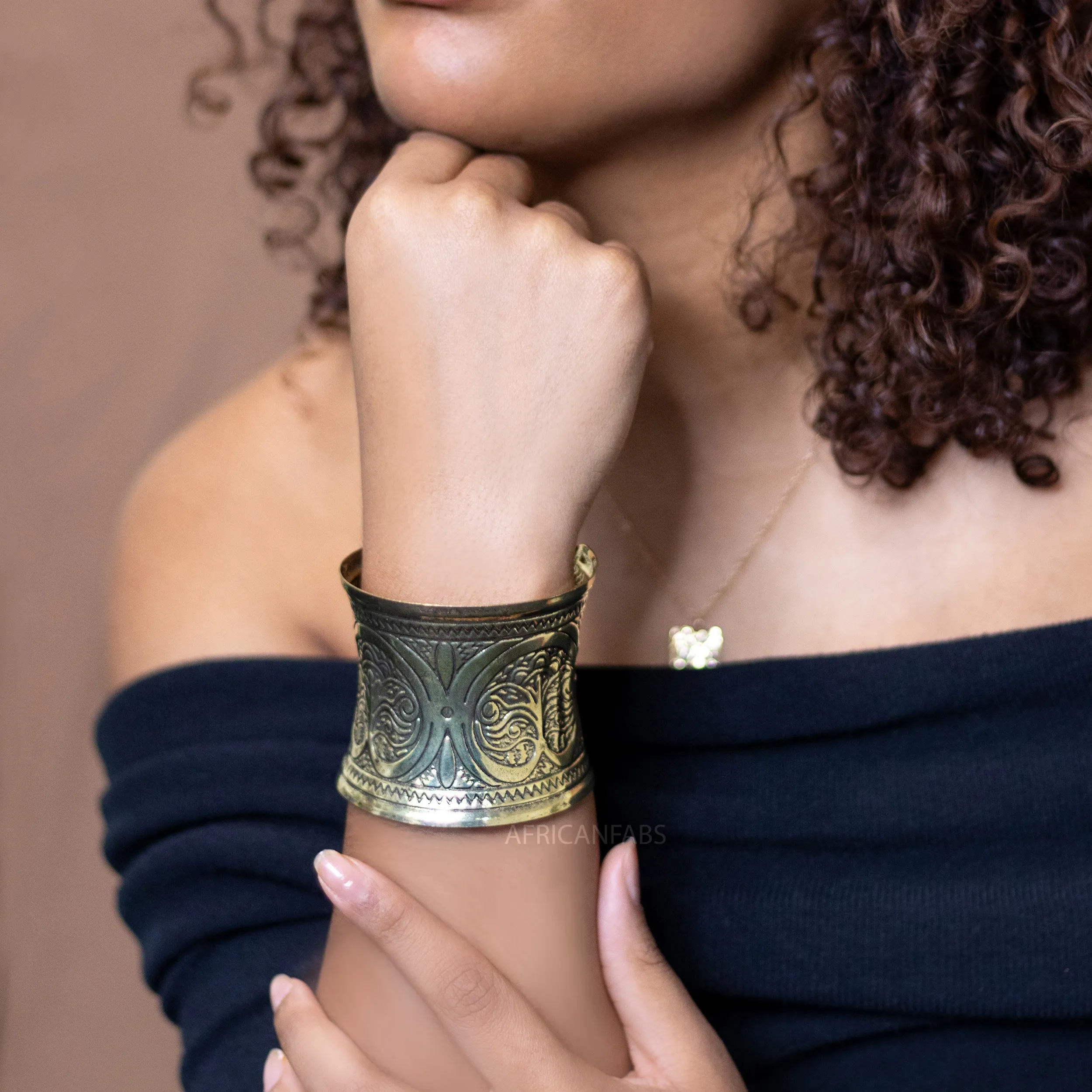 African style Bangle Cuff Bracelet - Infinity - Gold