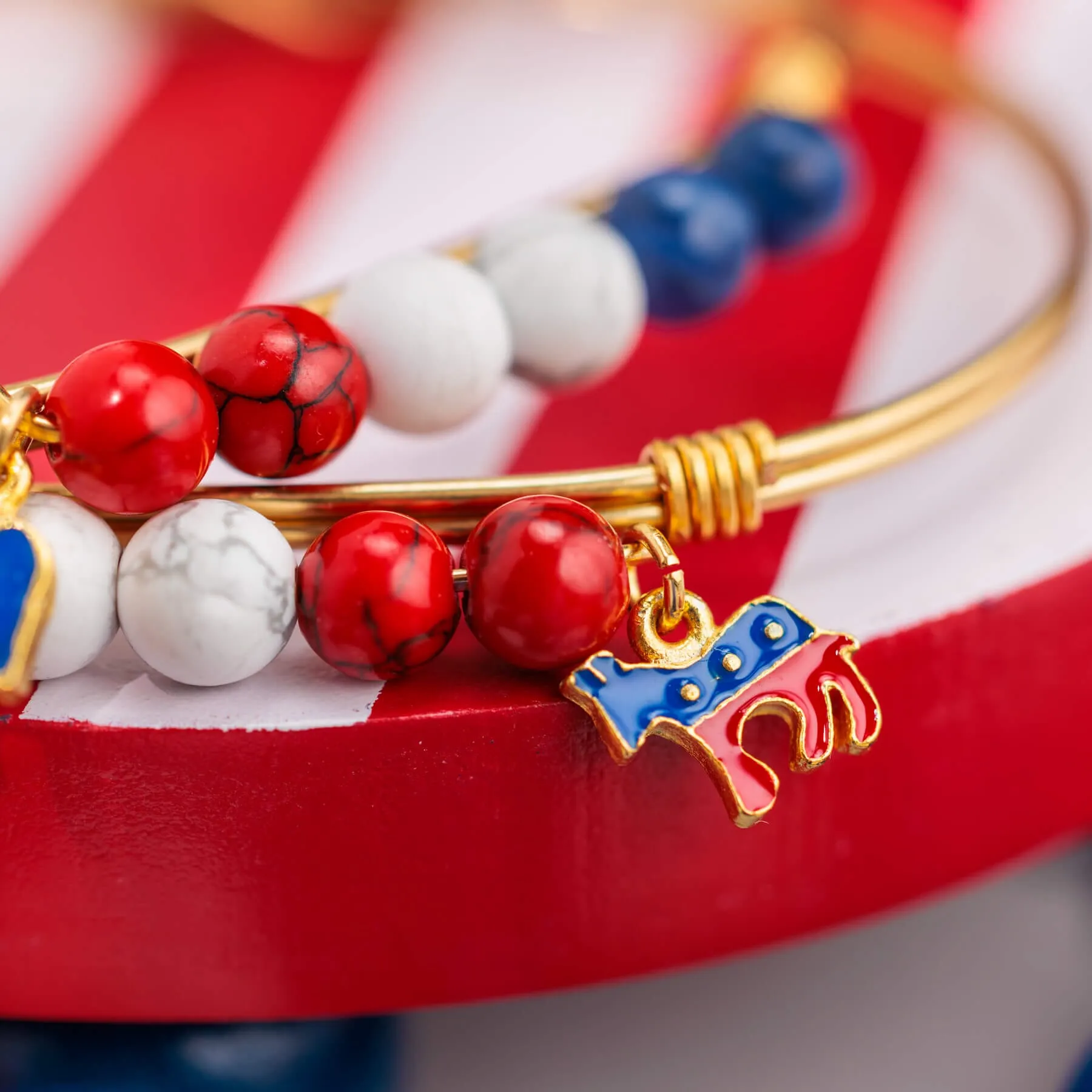 Americana Bangle Bracelet W/ Democrat Charm