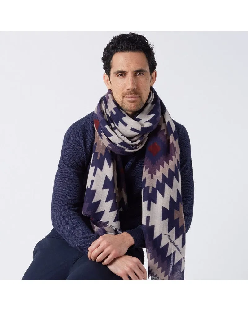 Aztec Printed Men's Wool Scarf