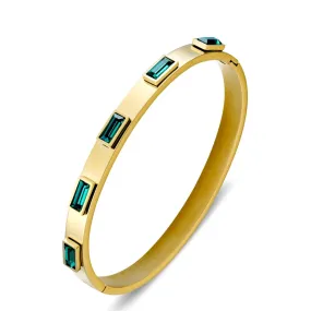 Baguette Emerald Green Bangle Gold