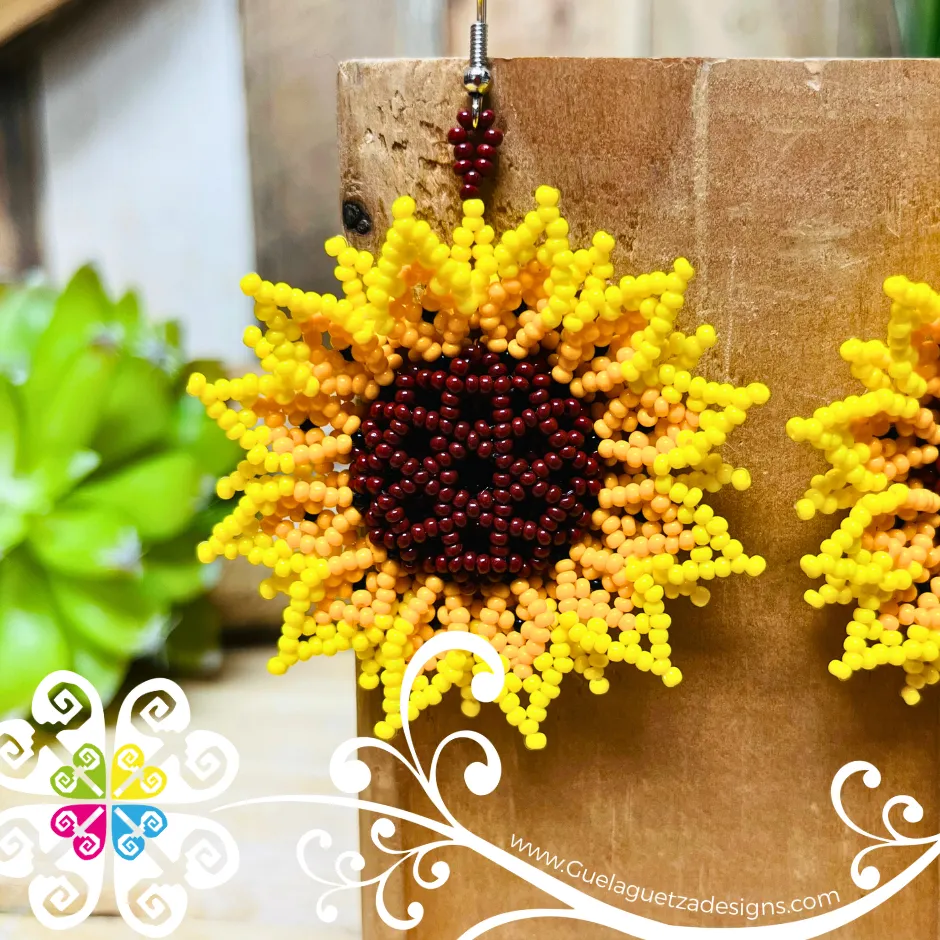 Beaded Sunflower Earrings