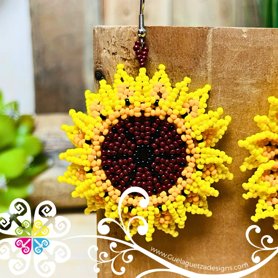 Beaded Sunflower Earrings