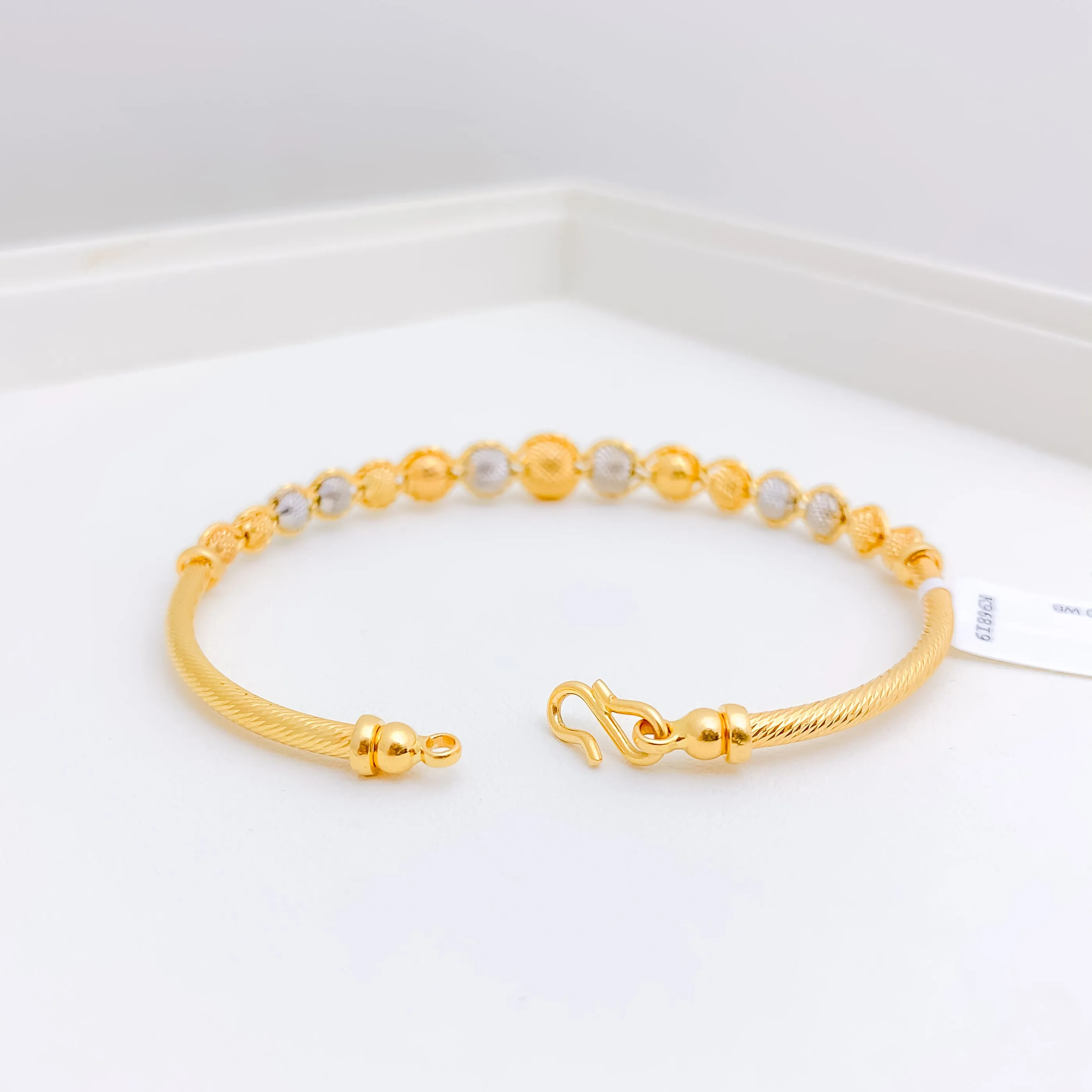 Beaded Two Tone Balls Bangle Bracelet