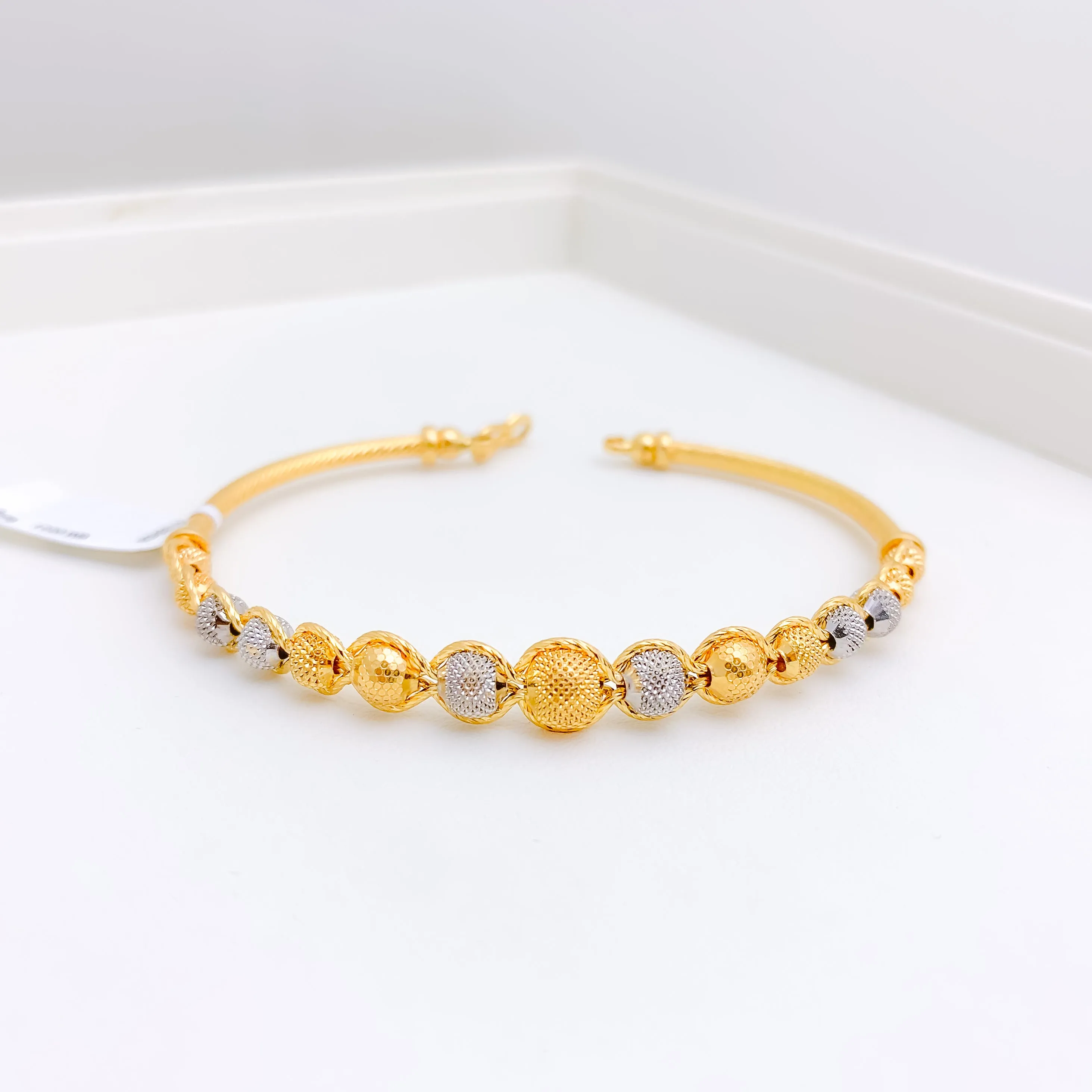 Beaded Two Tone Balls Bangle Bracelet