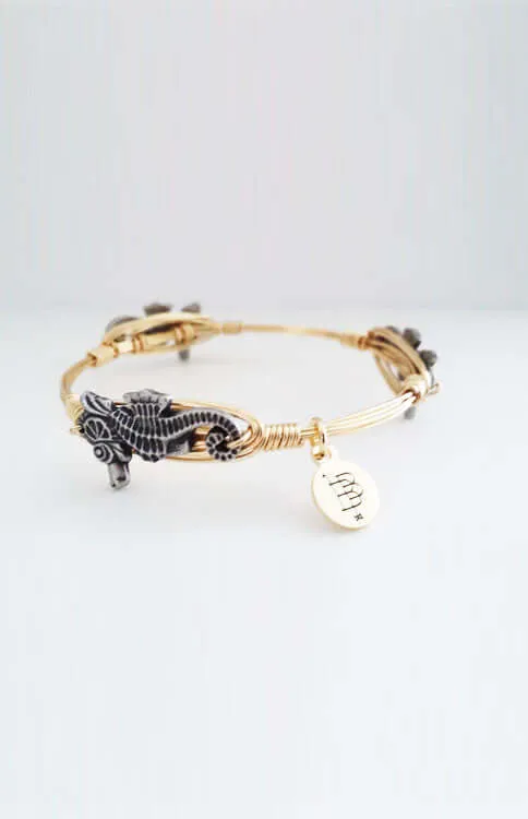 Bourbon and Boweties - Silver Seahorse Bangle