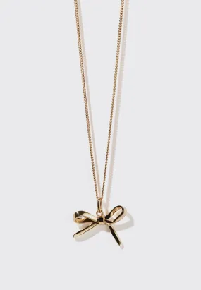 Bow Charm Necklace - Gold Plated