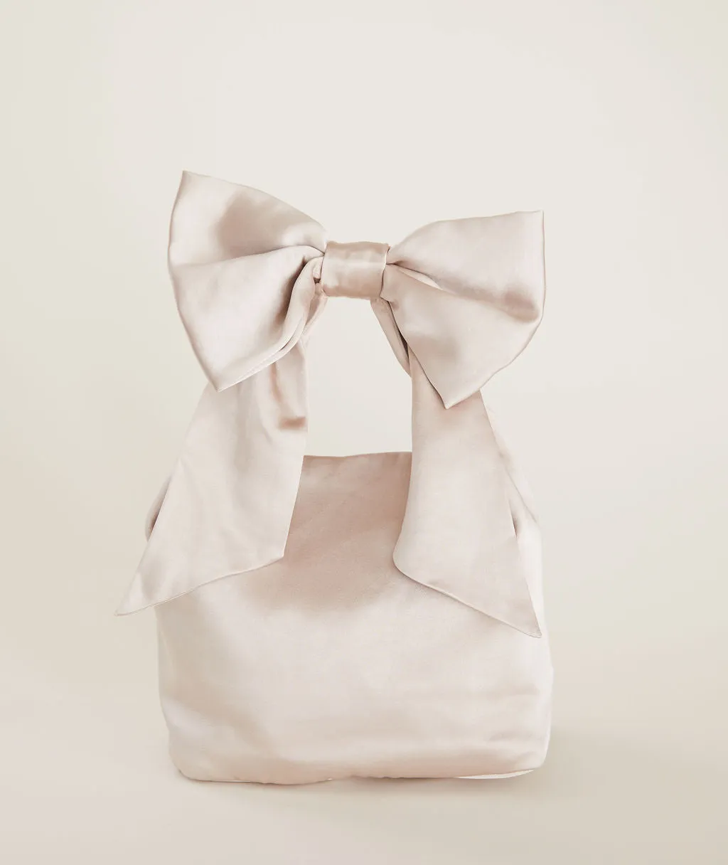 Bow Detail Satin Pouch Bag