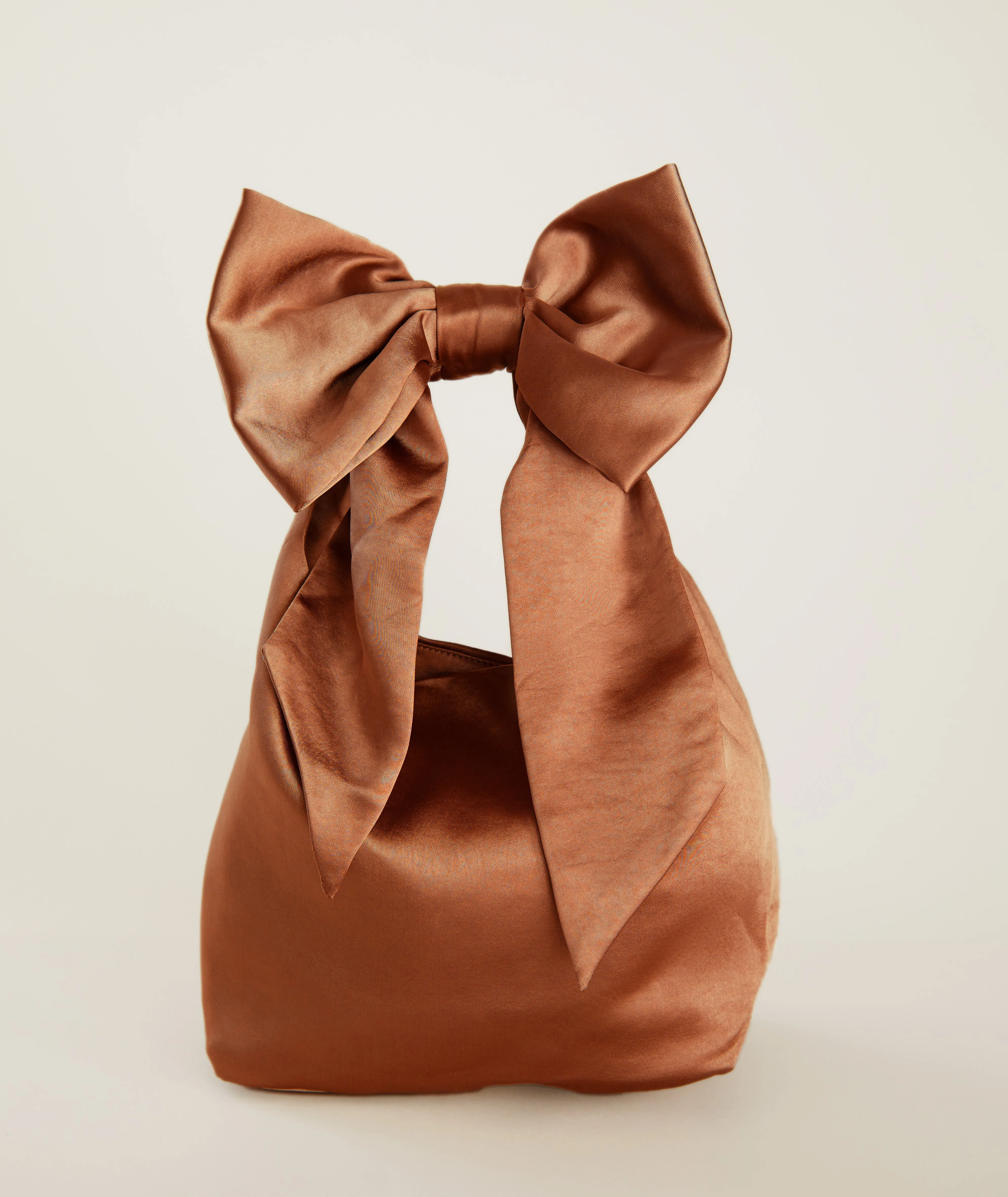 Bow Detail Satin Pouch Bag