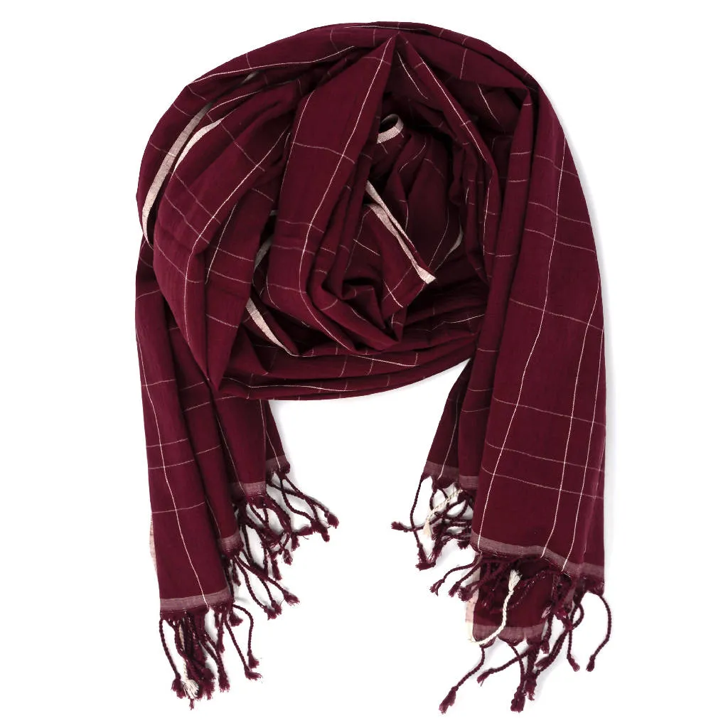 Elegant Brick Red Muslin Cotton Scarf - Soft and Lightweight Fashion Accessory for Year-Round Wear