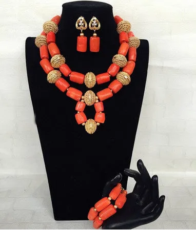 Bridal African Coral Beads Jewelry Set Original