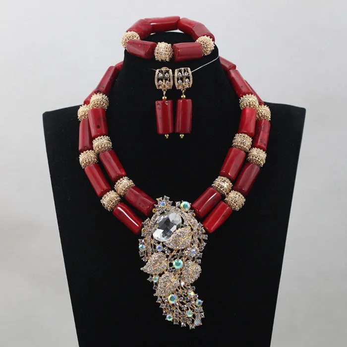 Bridal African Coral Beads Jewelry Set Original