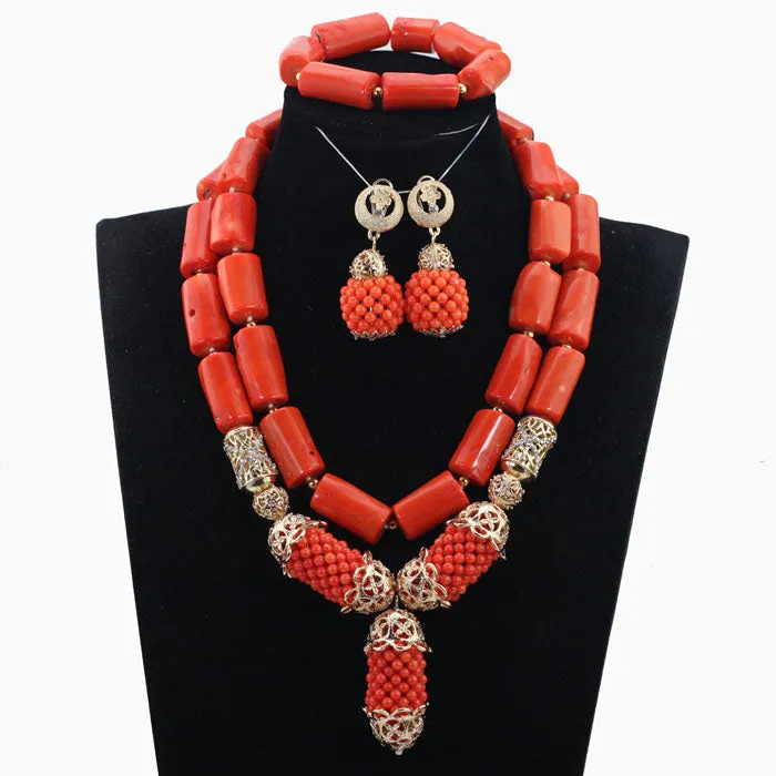 Bridal African Coral Beads Jewelry Set Original