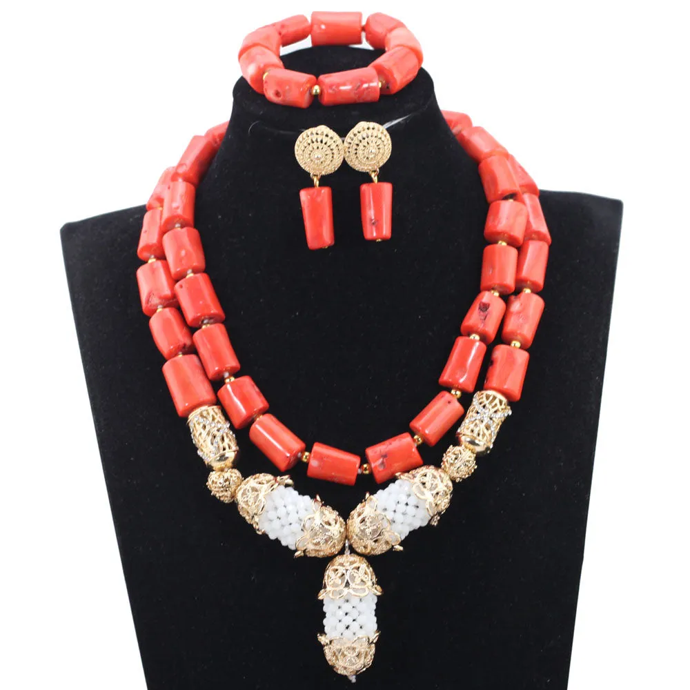 Bridal African Coral Beads Jewelry Set Original