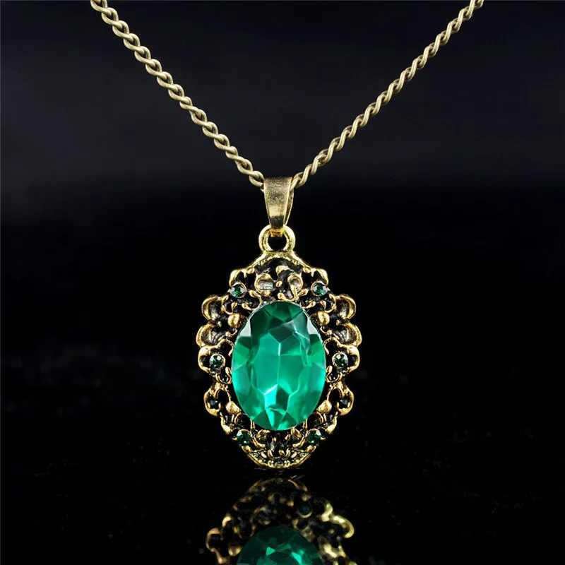 Bridal Jewelry Sets Green Crystal  Color Jewelry Set Necklace