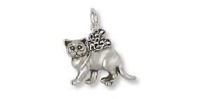 British Shorthair Angel Charm Jewelry Sterling Silver Handmade Cat Charm BRS1-AC