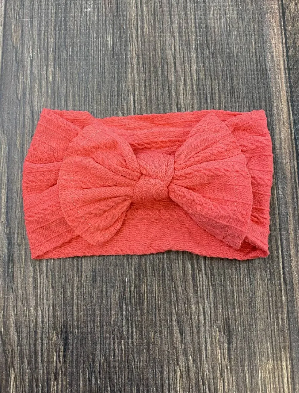 Cable Knit Bow Headband: Burgundy