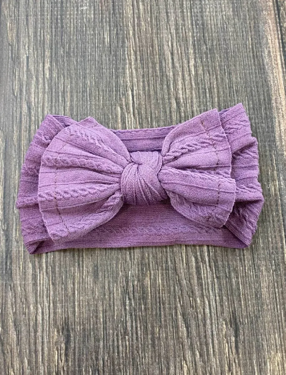 Cable Knit Bow Headband: Burgundy