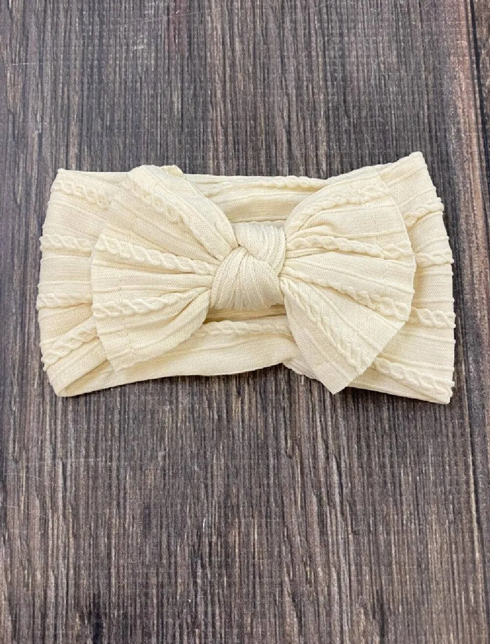 Cable Knit Bow Headband: Burgundy