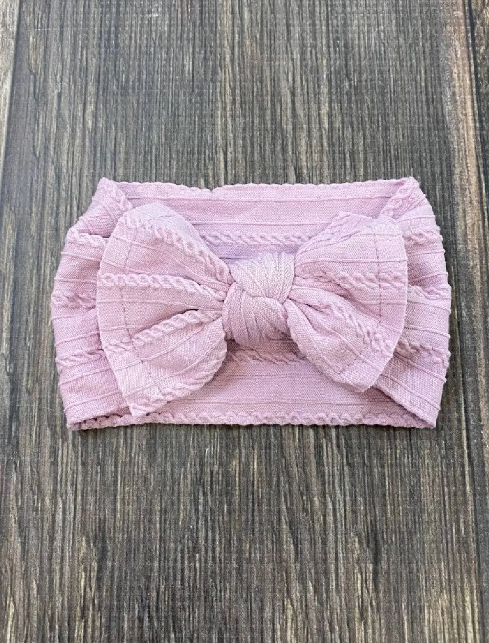 Cable Knit Bow Headband: Burgundy