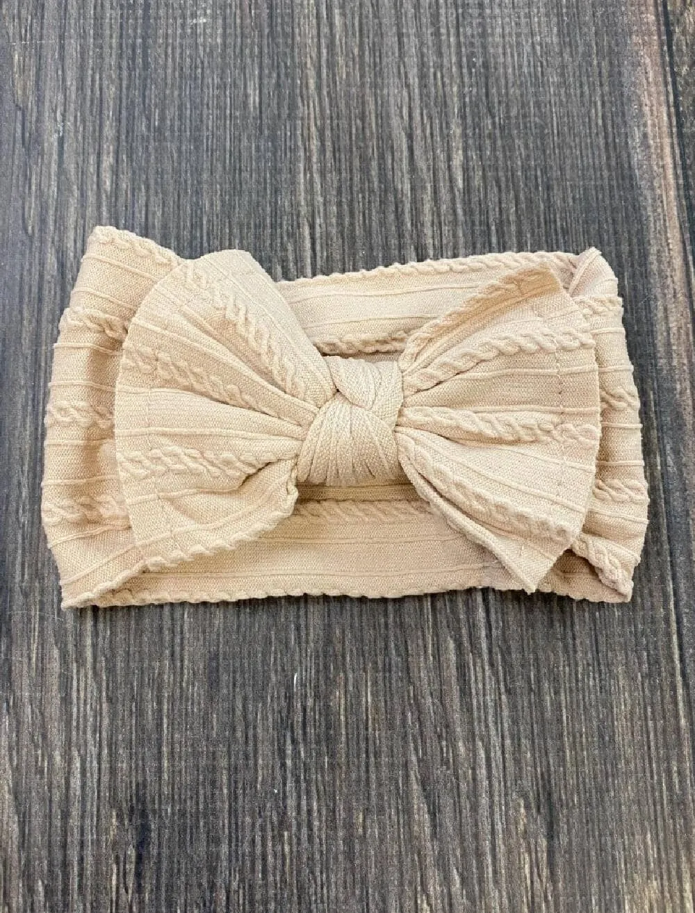 Cable Knit Bow Headband: Burgundy