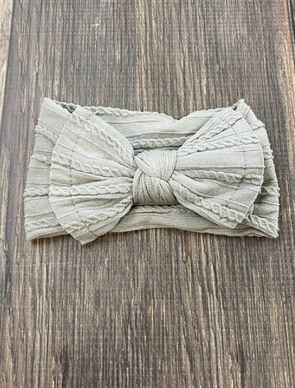 Cable Knit Bow Headband: Burgundy