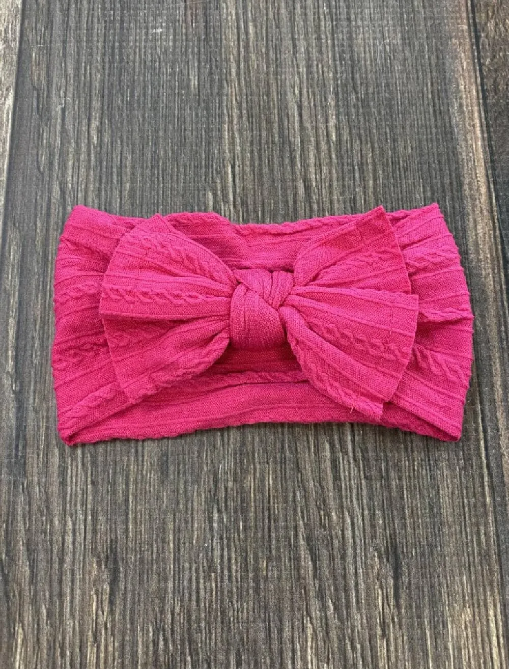 Cable Knit Bow Headband: Burgundy