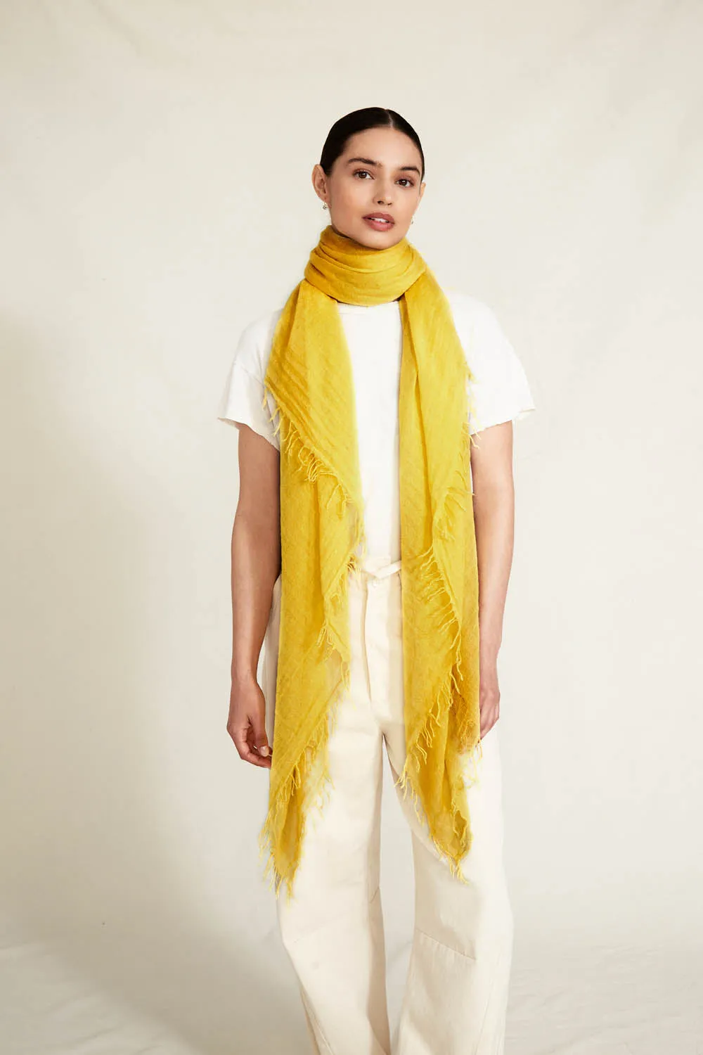 Cashmere and Silk Scarf Lemon