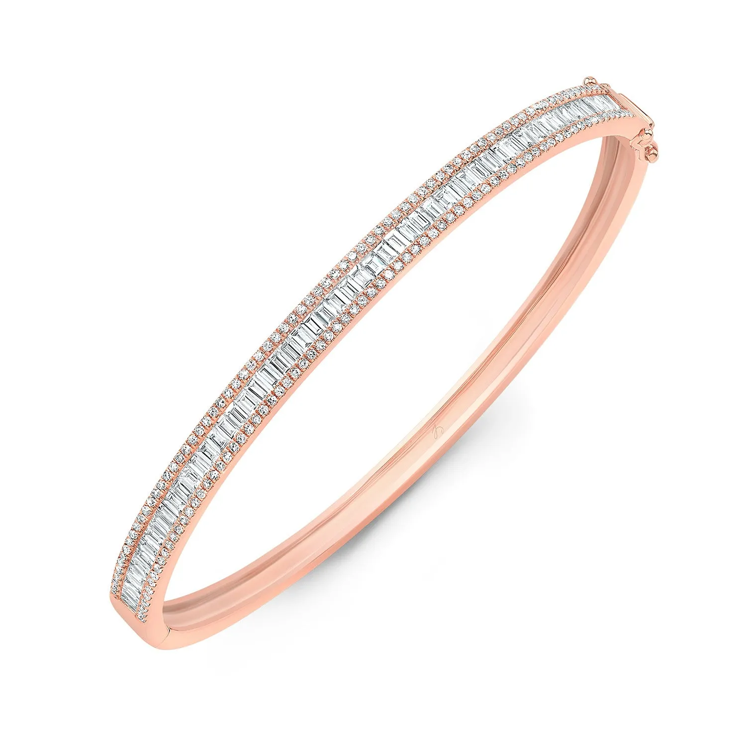 Channel Set Baguette Diamond Bangle