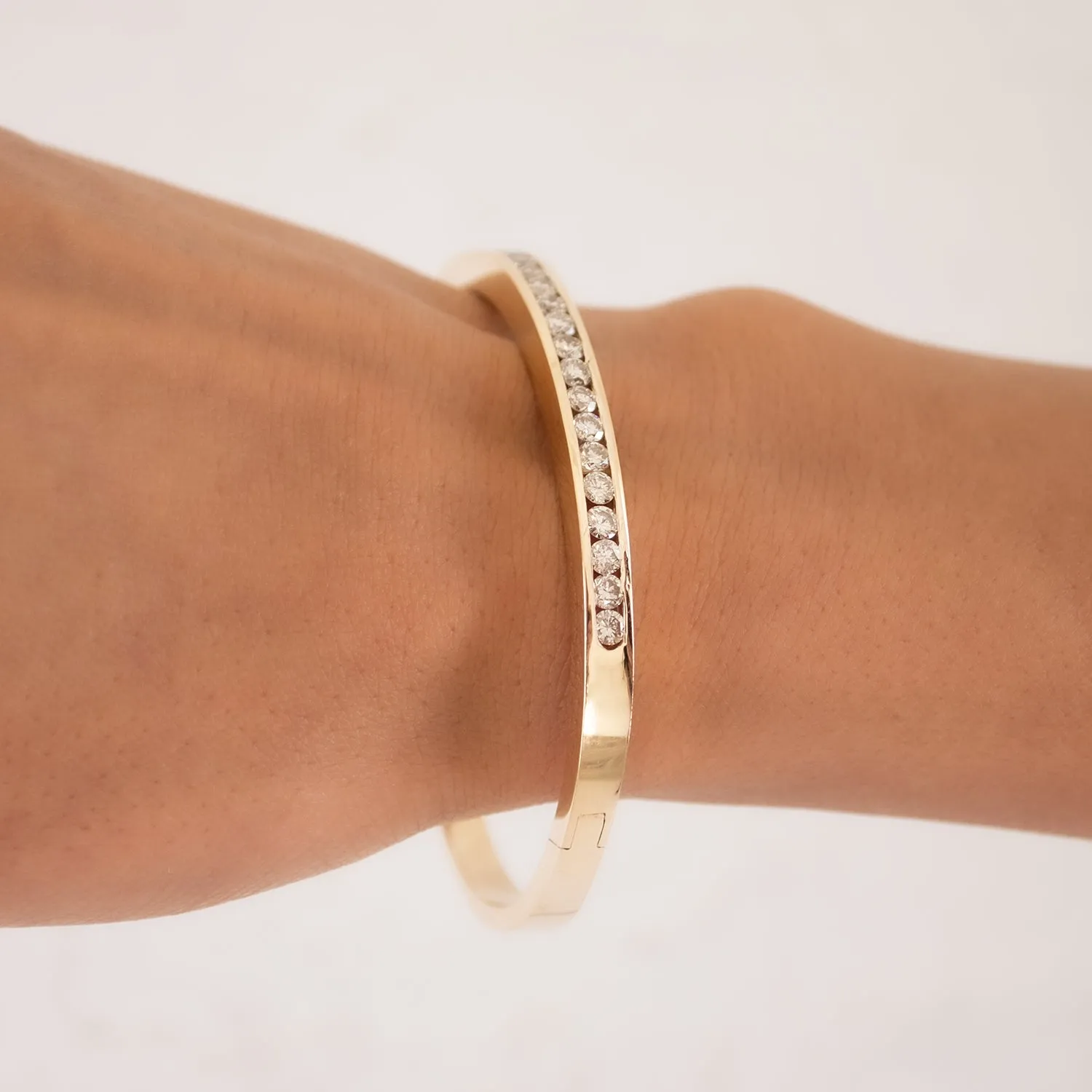 Channel Set Round Diamond Bangle