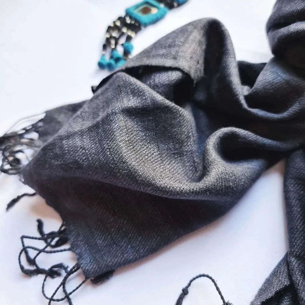 Charcoal Handwoven Eri Silk Scarf