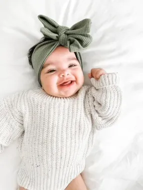 Chunky Waffle Bow Headband | Sage