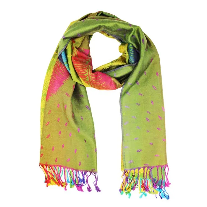 Colorful Peacock Printed Pashmina Scarf Shawl