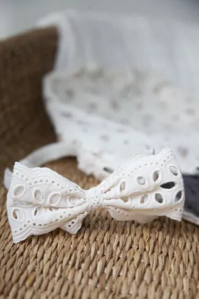 Cream Broderie Anglaise Bow Headband