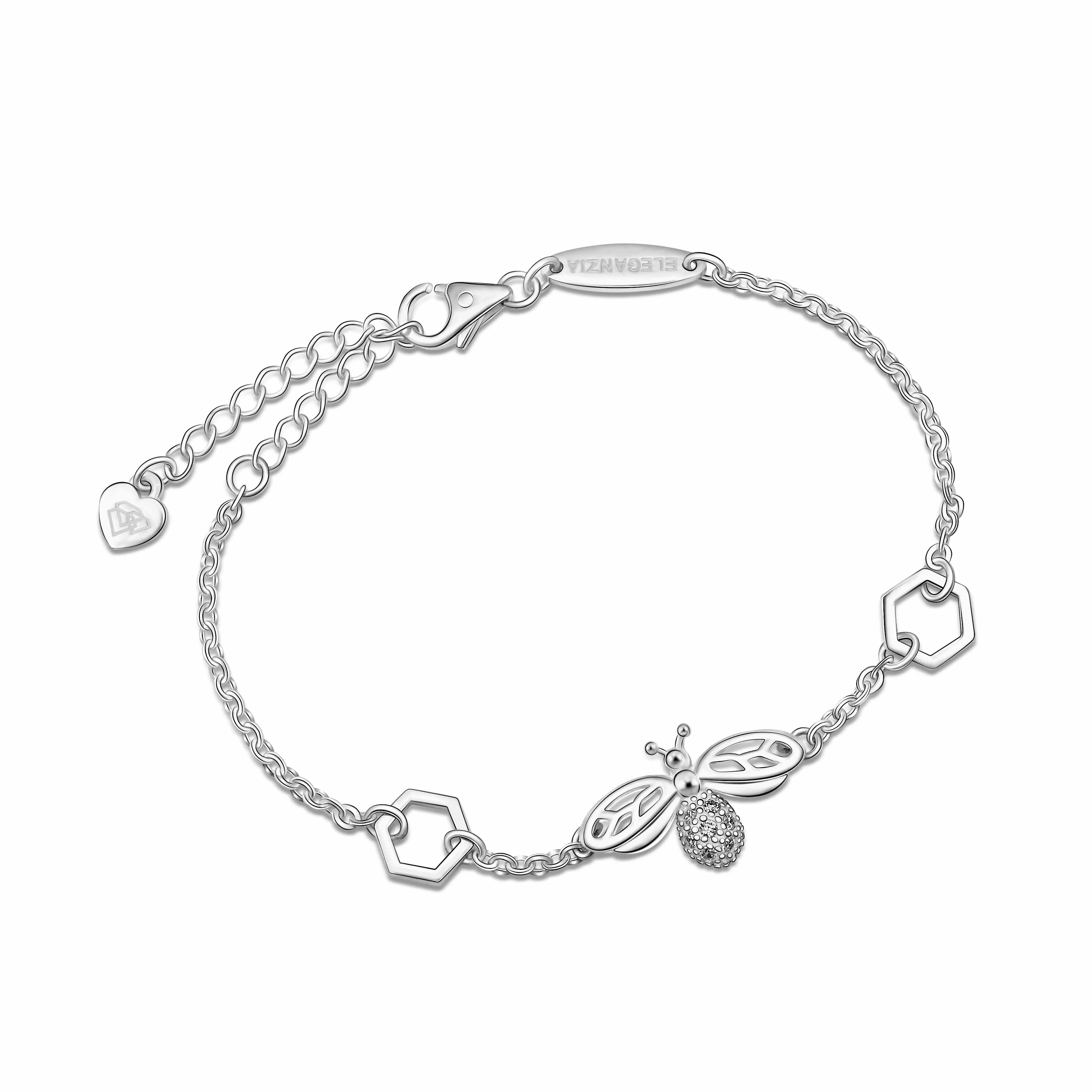 CZ Bumble Bee Bracelet Silver with Honeycomb Jewelry