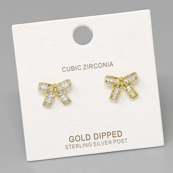 CZ Pave Bow Stud Earrings