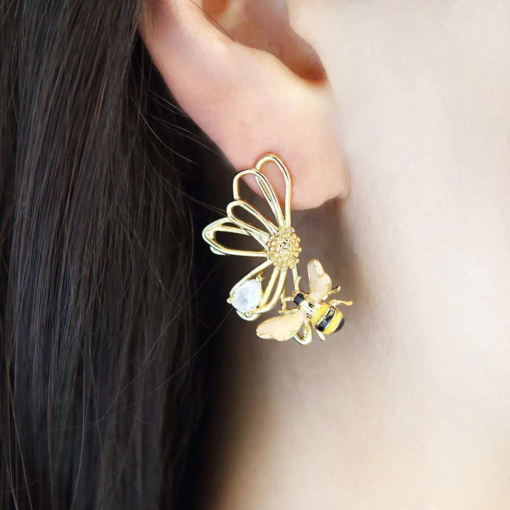 Flower Bee Earrings