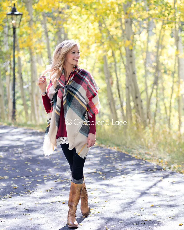 Grace & Lace Blanket Scarf/Toggle Poncho