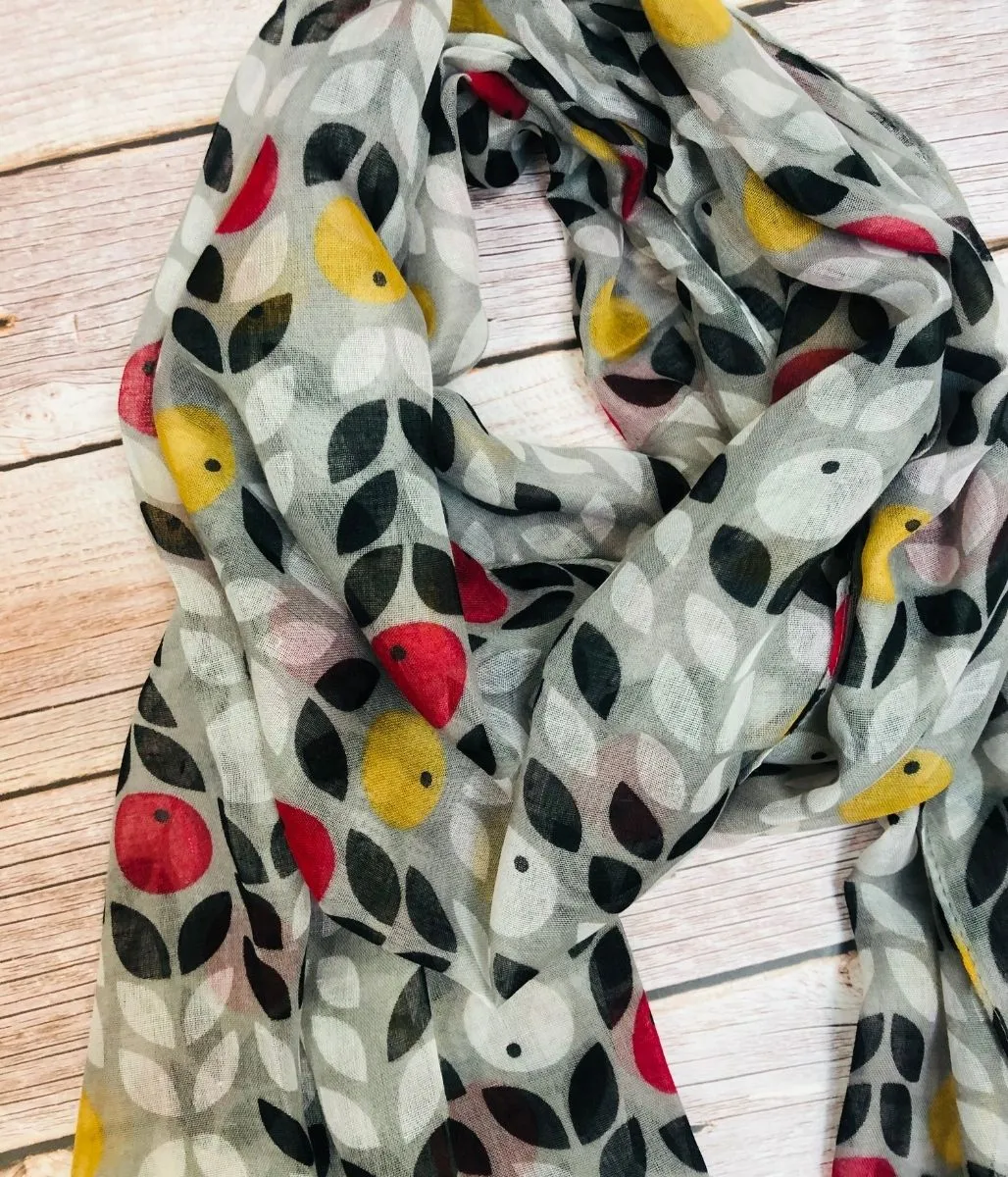 Grey Berries Lightweight Scarf