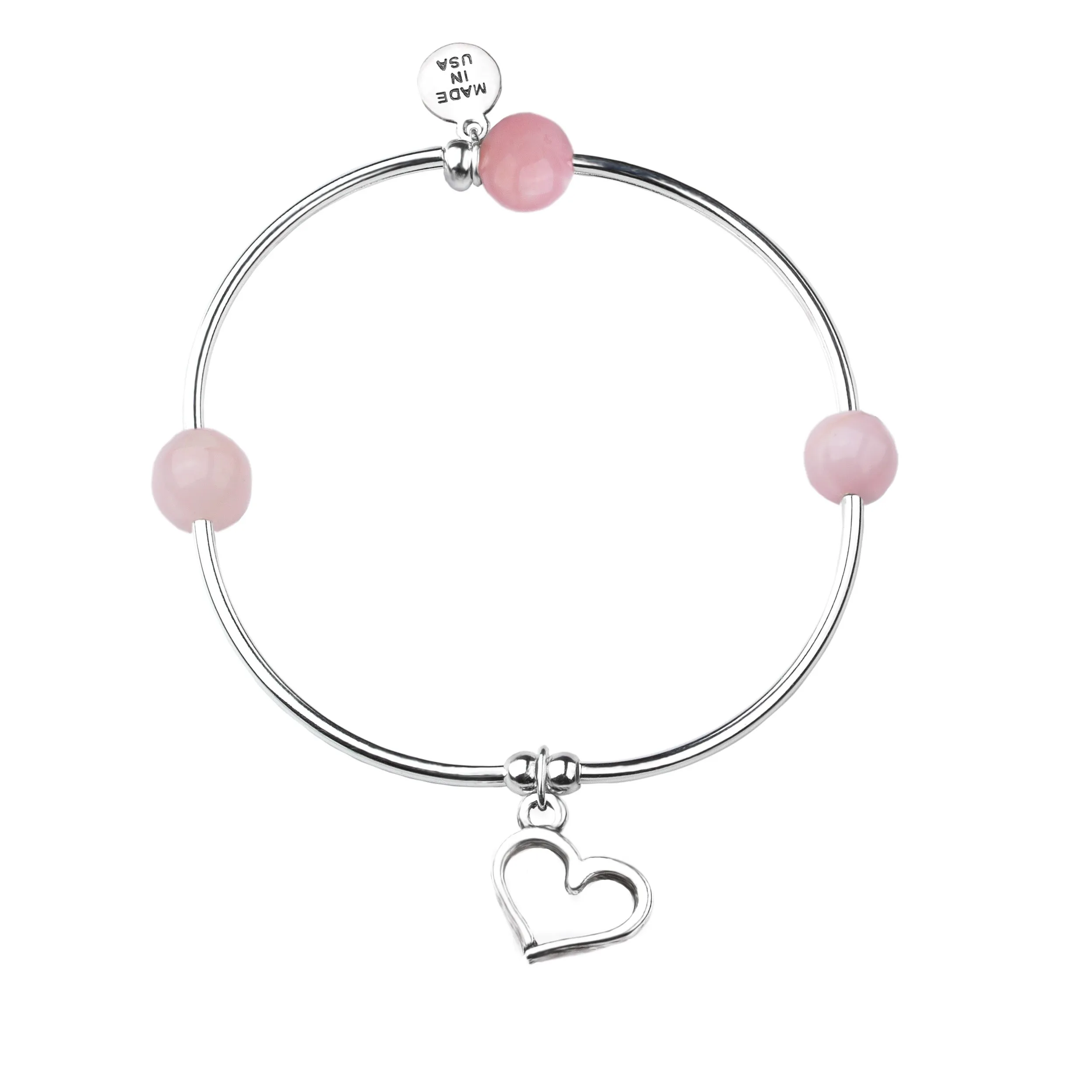 Heart - Soft Bangle Charm Bracelet - Fuchsia Lace