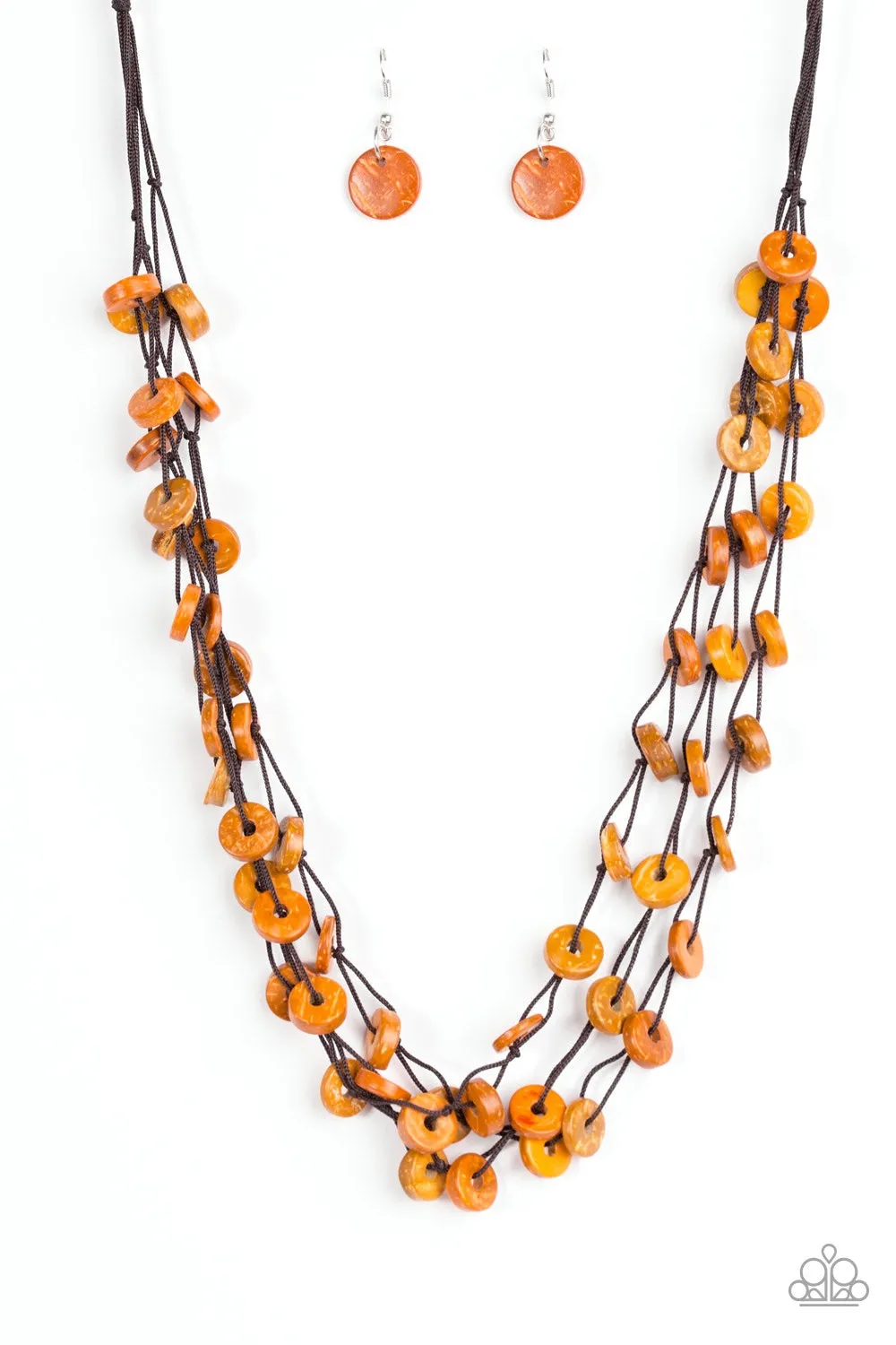 Hoppin Honolulu - Orange Wooden Bead Paparazzi Jewelry Necklace